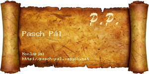 Pasch Pál névjegykártya